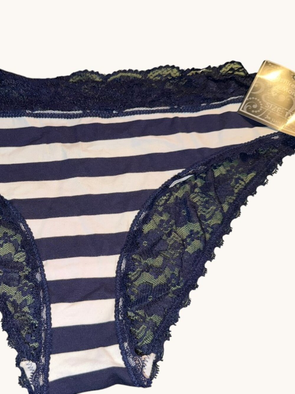 NWT Wilshire Montana Navy & White Lacey Panty Size 2X